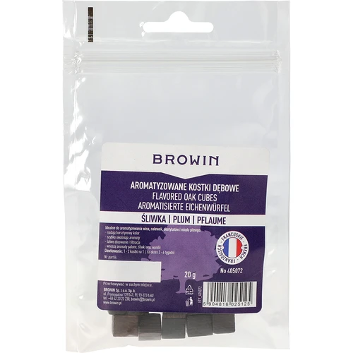 Franse eikenhouten blokjes, sterk geroosterd, gearomatiseerd - Pruim, 20g - 2