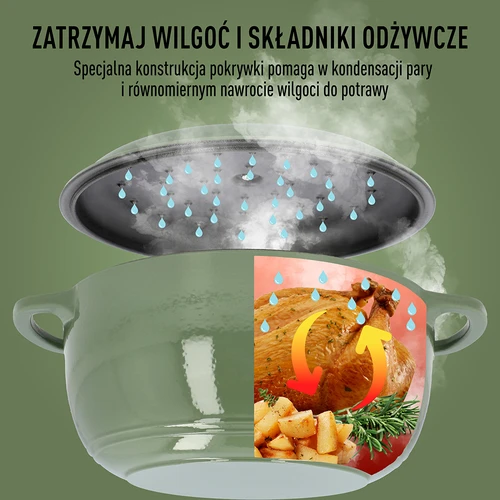 Garnek żeliwny emaliowany - szałwiowy, 5,8L - 6