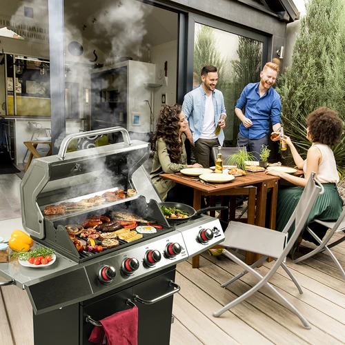 Gasbarbecue dragON BBQ101, 11,7 kW, zwart-zilver - 3 ['gasbarbecue', ' modern barbecue', ' welke barbecue te kopen', ' welke barbecue te kiezen', ' gietijzeren rooster', ' zijbrander', ' thermometer in de deksel', ' zijplank van de barbecue', ' barbecue voor wok', ' mobiele barbecue', ' barbecue voor pizza', ' barbecue met wielen', ' gemakkelijk schoonmaken van de barbecue', ' barbecue met hoog verwarmingsvermogen', ' ergonomische knoppen van de barbecue', ' barbecue met modern design', " aroma's op de branders van de barbecue", ' barbecue-accessoires', ' barbecue voor een goede prijs', ' stabiele barbecue', ' beste barbecueën', ' barbecue-uitrusting', ' stevige barbecue', ' multifunctionele barbecue', ' functionele barbecue', ' groenten grillen']