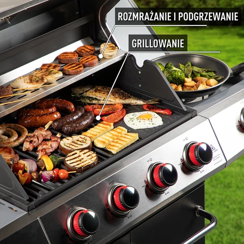 Gasbarbecue dragON BBQ101, 11,7 kW, zwart-zilver - 6 ['gasbarbecue', ' modern barbecue', ' welke barbecue te kopen', ' welke barbecue te kiezen', ' gietijzeren rooster', ' zijbrander', ' thermometer in de deksel', ' zijplank van de barbecue', ' barbecue voor wok', ' mobiele barbecue', ' barbecue voor pizza', ' barbecue met wielen', ' gemakkelijk schoonmaken van de barbecue', ' barbecue met hoog verwarmingsvermogen', ' ergonomische knoppen van de barbecue', ' barbecue met modern design', " aroma's op de branders van de barbecue", ' barbecue-accessoires', ' barbecue voor een goede prijs', ' stabiele barbecue', ' beste barbecueën', ' barbecue-uitrusting', ' stevige barbecue', ' multifunctionele barbecue', ' functionele barbecue', ' groenten grillen']