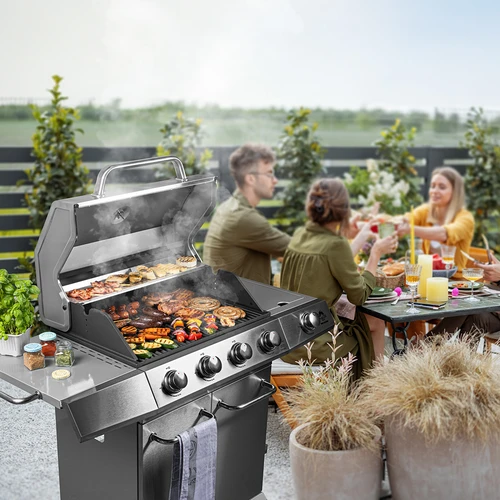Gasbarbecue dragON BBQ201, 18,8 kW, zilver - 3 ['gasbarbecue', ' moderne barbecue', ' welke barbecue te kopen', ' welke barbecue te kiezen', ' gietijzeren rooster', ' zijbrander', ' thermometer in de deksel', ' zijplank van de barbecue', ' mobiele barbecue', ' pizza-barbecue', ' barbecue met wielen', ' gemakkelijk schoon te maken barbecue', ' barbecue met hoog verwarmingsvermogen', ' ergonomische knoppen van de barbecue', ' barbecue met modern design', " aroma's op de branders van de barbecue", ' barbecue-accessoires', ' barbecue voor een goede prijs', ' stabiele barbecue', ' beste barbecueën', ' barbecue-uitrusting', ' stevige barbecue', ' multifunctionele barbecue', ' functionele barbecue', ' groenten barbecueën']