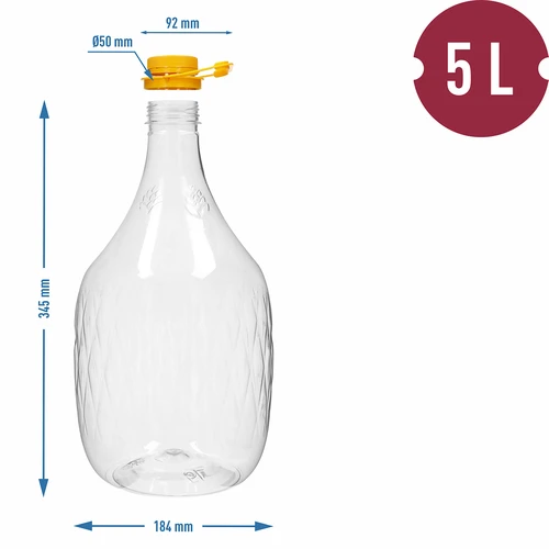 Gąsior Dama 5 L PET, z zakrętką i uchwytem - 4