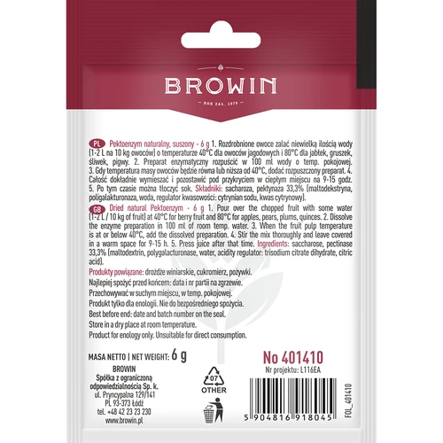 Gedroogd pecto-enzym - 2 ['pecto-enzym voor wijn', ' pecto-enzym voor klaren', ' pecto-enzym voor most', ' klaren van wijn', ' middel voor het klaren van wijn', ' klaringsmiddel', ' voor het klaren van wijn']