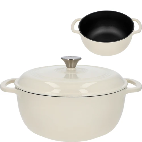Geëmailleerde gietijzeren braadpan - ecru, 5,8 L  - 1 