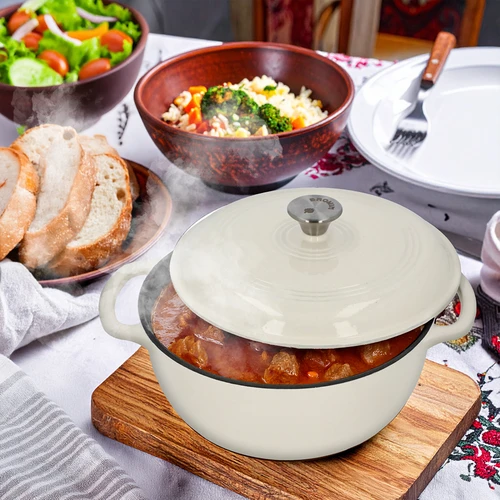 Geëmailleerde gietijzeren braadpan - ecru, 5,8 L - 7