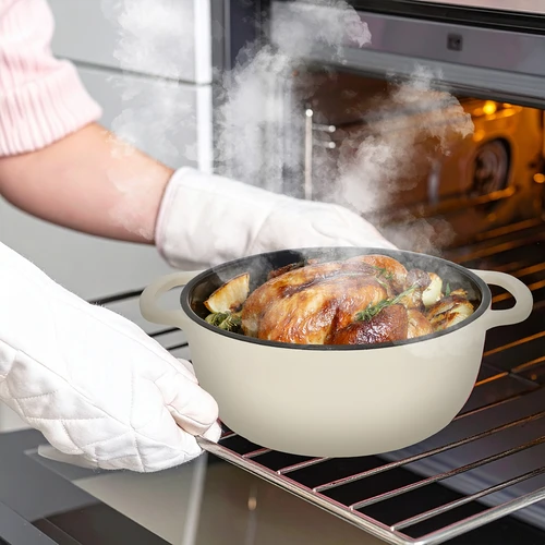 Geëmailleerde gietijzeren braadpan - ecru, 5,8 L - 8