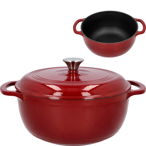Geëmailleerde gietijzeren pot - bordeaux, 5,8L  - 1 ['gietijzeren potten', ' geëmailleerde gietijzeren potten', ' gietijzeren kookgerei', ' voordelen van gietijzeren kookgerei', ' geëmailleerd gietijzer', ' koken in een gietijzeren pot', ' gietijzeren pot met email', ' pot in ecru kleur', ' pot in bordeaux kleur', ' pot in salie kleur', ' waarom koken in gietijzeren potten', ' als cadeau', ' welke gietijzeren potten te kiezen']