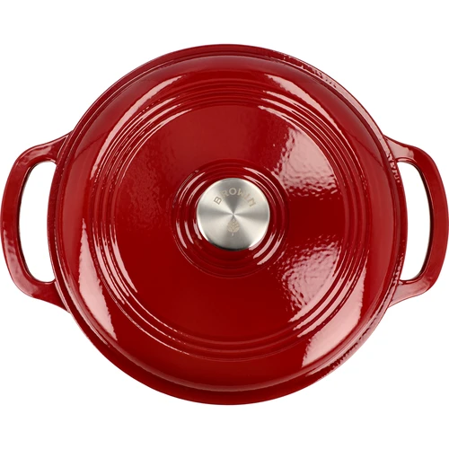 Geëmailleerde gietijzeren pot - bordeaux, 5,8L - 3 ['gietijzeren potten', ' geëmailleerde gietijzeren potten', ' gietijzeren kookgerei', ' voordelen van gietijzeren kookgerei', ' geëmailleerd gietijzer', ' koken in een gietijzeren pot', ' gietijzeren pot met email', ' pot in ecru kleur', ' pot in bordeaux kleur', ' pot in salie kleur', ' waarom koken in gietijzeren potten', ' als cadeau', ' welke gietijzeren potten te kiezen']