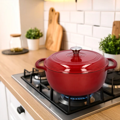 Geëmailleerde gietijzeren pot - bordeaux, 5,8L - 9 ['gietijzeren potten', ' geëmailleerde gietijzeren potten', ' gietijzeren kookgerei', ' voordelen van gietijzeren kookgerei', ' geëmailleerd gietijzer', ' koken in een gietijzeren pot', ' gietijzeren pot met email', ' pot in ecru kleur', ' pot in bordeaux kleur', ' pot in salie kleur', ' waarom koken in gietijzeren potten', ' als cadeau', ' welke gietijzeren potten te kiezen']