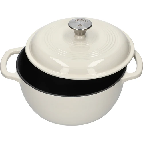 Geëmailleerde gietijzeren pot - ecru, 4 L - 2 ['gietijzeren potten', ' geëmailleerde gietijzeren potten', ' gietijzeren kookgerei', ' voordelen van gietijzeren kookgerei', ' geëmailleerd gietijzer', ' koken in een gietijzeren pot', ' gietijzeren pot met email', ' pot in ecru kleur', ' pot in bordeauxrode kleur', ' pot in saliegroene kleur', ' waarom koken in gietijzeren potten de moeite waard is', ' als cadeau', ' welke gietijzeren potten te kiezen']