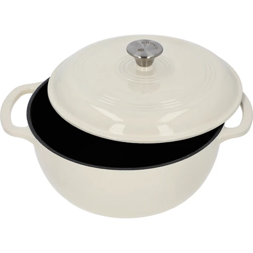 Geëmailleerde gietijzeren pot - ecru, 5,8L - 2 ['gietijzeren potten', ' geëmailleerde gietijzeren potten', ' gietijzeren vaatwerk', ' voordelen van gietijzeren vaatwerk', ' geëmailleerd gietijzer', ' koken in een gietijzeren pot', ' gietijzeren pot met email', ' pot in ecru kleur', ' pot in bordeaux kleur', ' pot in salie kleur', ' waarom koken in gietijzeren potten de moeite waard is', ' als cadeau', ' welke gietijzeren potten te kiezen']