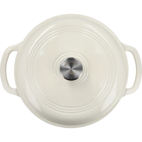 Geëmailleerde gietijzeren pot - ecru, 5,8L - 3 ['gietijzeren potten', ' geëmailleerde gietijzeren potten', ' gietijzeren vaatwerk', ' voordelen van gietijzeren vaatwerk', ' geëmailleerd gietijzer', ' koken in een gietijzeren pot', ' gietijzeren pot met email', ' pot in ecru kleur', ' pot in bordeaux kleur', ' pot in salie kleur', ' waarom koken in gietijzeren potten de moeite waard is', ' als cadeau', ' welke gietijzeren potten te kiezen']