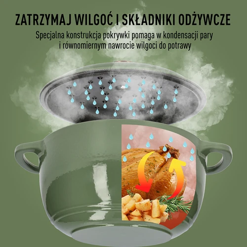 Geëmailleerde gietijzeren pot - salie, 4L - 6 ['gietijzeren potten', ' geëmailleerde gietijzeren potten', ' gietijzeren kookgerei', ' voordelen van gietijzeren kookgerei', ' geëmailleerd gietijzer', ' koken in een gietijzeren pot', ' gietijzeren pot met email', ' pot in ecru kleur', ' pot in bordeaux kleur', ' pot in salie kleur', ' waarom koken in gietijzeren potten', ' als cadeau', ' welke gietijzeren potten te kiezen']