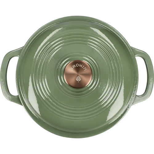 Geëmailleerde gietijzeren pot - salie, 4L - 3 ['gietijzeren potten', ' geëmailleerde gietijzeren potten', ' gietijzeren kookgerei', ' voordelen van gietijzeren kookgerei', ' geëmailleerd gietijzer', ' koken in een gietijzeren pot', ' gietijzeren pot met email', ' pot in ecru kleur', ' pot in bordeaux kleur', ' pot in salie kleur', ' waarom koken in gietijzeren potten', ' als cadeau', ' welke gietijzeren potten te kiezen']