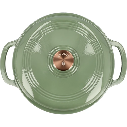 Geëmailleerde gietijzeren pot - salie, 5,8L - 3 ['gietijzeren potten', ' geëmailleerde gietijzeren potten', ' gietijzeren kookgerei', ' voordelen van gietijzeren kookgerei', ' geëmailleerd gietijzer', ' koken in een gietijzeren pot', ' gietijzeren pot met email', ' pot in ecru kleur', ' pot in bordeaux kleur', ' pot in salie kleur', ' waarom koken in gietijzeren potten', ' als cadeau', ' welke gietijzeren potten te kiezen']