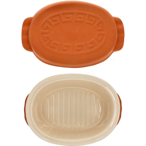 Geglazuurde Romeinse pot 4,5 L (meanders) - 8 ['Romeinse pot', ' vetvrij braden', ' stomen', ' gezond koken', ' voor vlees', ' voor het braden van vlees', ' voor brood', ' voor vis', ' voor vegetariërs', ' eenpansgerechten', ' gerechten voor kinderen', ' dieetgerechten', ' voor het bakken van brood', ' geëmailleerde Romeinse pot', ' gecoate Romeinse pot', ' geglazuurde Romeinse pot', ' kleipot', ' Romeins vat', ' Romeinse vorm', ' kleien pot', ' Romeinse pot met deksel', ' vat met deksel', ' cadeau-idee']