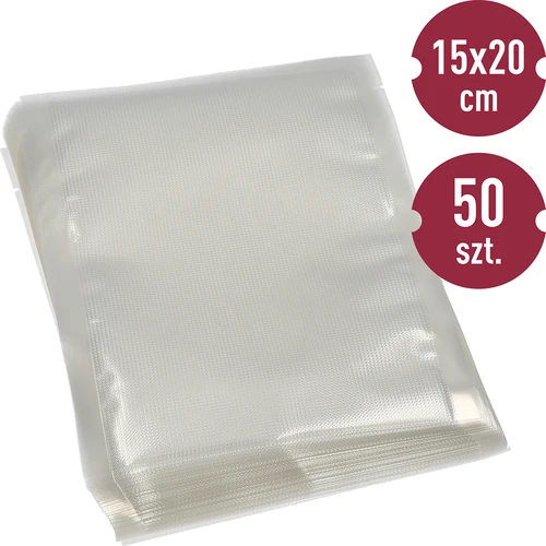 Geprofileerde zakken voor vacuümmachine 15x20 cm, 50 stuks  - 1 ['geprofileerde zakken', ' zakken voor vacuümmachine', ' zakjes voor vacuümverpakking', ' voedselzakjes', ' folies voor sealmachine', ' vacuümverpakking', ' voedselopslag thuis', ' sealfolies', ' geprofileerde folies', ' voordelen van vacuümverpakking', ' zakjes voor sealmachine', ' waarom vacuümverpakken de moeite waard is', ' opslag van producten en voedingsmiddelen', ' hoe voedsel te verpakken']