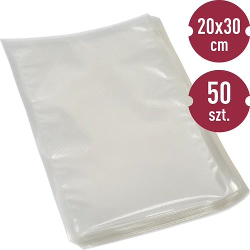 Geprofileerde zakken voor vacuümmachine, 20x30 cm, 50 stuks  - 1 ['geprofileerde zakken', ' zakken voor vacuümmachine', ' zakjes voor vacuümverpakking', ' voedselzakjes', ' folies voor sealmachine', ' vacuümverpakking', ' voedselopslag thuis', ' sealfolies', ' geprofileerde folies', ' voordelen van vacuümverpakking', ' zakjes voor sealmachine', ' waarom vacuüm verpakken de moeite waard is', ' opslag van producten en voedingsmiddelen', ' hoe voedsel te verpakken']