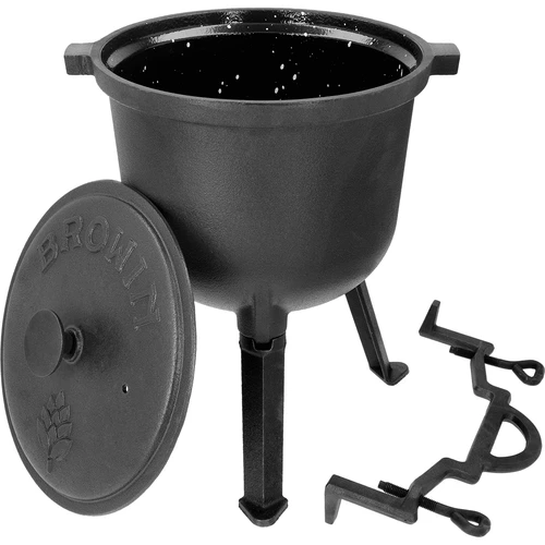 Gietijzeren jachtketel met geëmailleerd interieur, 8 L - 3 ['gietijzeren ketel', ' ketel voor vuurplaats', ' Hongaarse ketel', ' jachtpot', ' geëmailleerde ketel', ' jachtketel', ' ketel met geëmailleerd interieur', ' gietijzeren kookgerei', ' gietijzeren kookgerei met email', ' koken in een ketel', ' koken boven een kampvuur', ' koken in de buitenlucht', ' beste ketel', ' cadeau', ' barbecue']