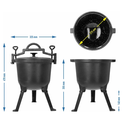 Gietijzeren jachtketel met geëmailleerd interieur, 8 L - 5 ['gietijzeren ketel', ' ketel voor vuurplaats', ' Hongaarse ketel', ' jachtpot', ' geëmailleerde ketel', ' jachtketel', ' ketel met geëmailleerd interieur', ' gietijzeren kookgerei', ' gietijzeren kookgerei met email', ' koken in een ketel', ' koken boven een kampvuur', ' koken in de buitenlucht', ' beste ketel', ' cadeau', ' barbecue']