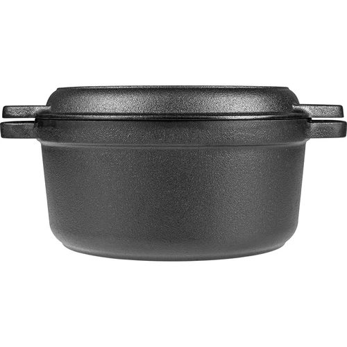 Gietijzeren pan met koekenpan, 5 L + 1 L - 5 ['pan met de pan', ' 2 in 1', ' gietijzeren pan', ' gietijzeren koekenpan', ' gietijzeren koekenpan', ' gietijzeren kookset', ' om te koken', ' om te bakken', ' om te braden', ' voor kampvuur', ' grillpan']