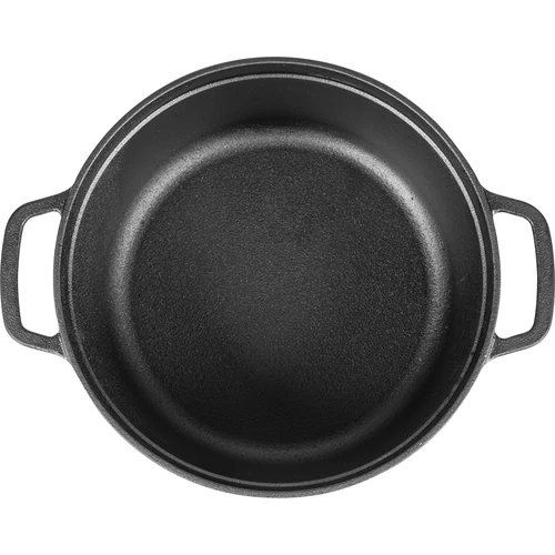 Gietijzeren pan met koekenpan, 5 L + 1 L - 6 ['pan met de pan', ' 2 in 1', ' gietijzeren pan', ' gietijzeren koekenpan', ' gietijzeren koekenpan', ' gietijzeren kookset', ' om te koken', ' om te bakken', ' om te braden', ' voor kampvuur', ' grillpan']