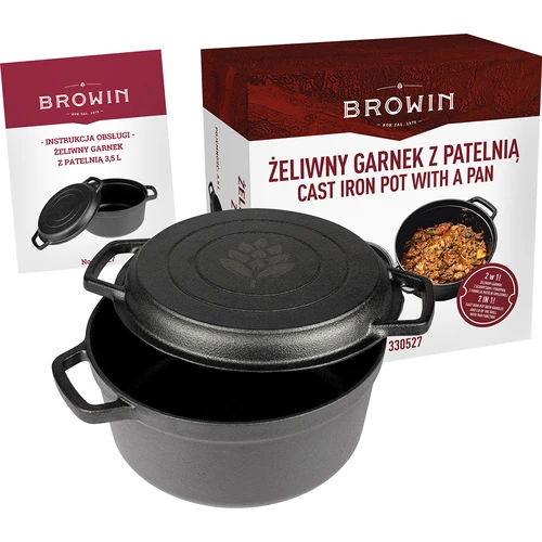 Gietijzeren pot met pan, 3,5 L - 8 ['pot met pan', ' 2 in 1', ' gietijzeren pot', ' gietijzeren pan', ' gietijzeren koekenpan', ' set van gietijzeren kookgerei', ' om te koken', ' om te bakken', ' om te braden', ' voor kampvuur', ' grillpan']