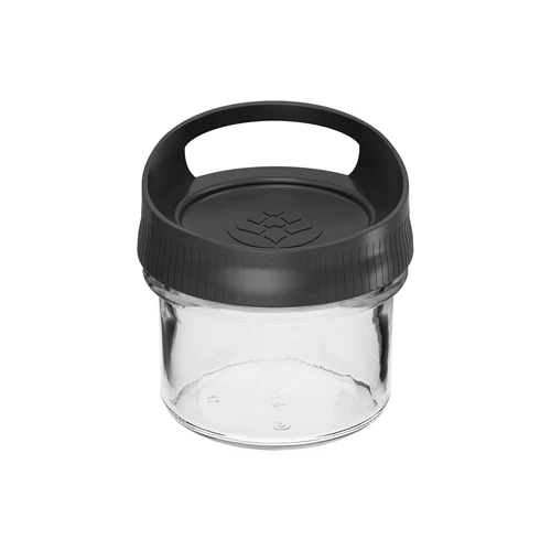 Glazen container 235 ml, met deksel om op te hangen  - 1 ['glazen container', ' container', ' glazen container met deksel', ' glazen container om op te hangen', ' deksel met handvat', ' container om op te hangen', ' kruidencontainer', ' container voor droge producten', ' potcontainer 235 ml']