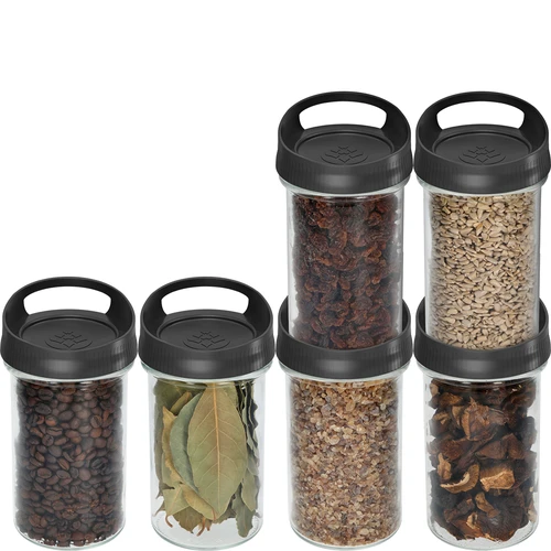 Glazen container 545 ml, met deksel om op te hangen - 3 ['glazen container', ' container', ' glazen container met deksel', ' glazen container om op te hangen', ' deksel met handvat', ' container om op te hangen', ' kruidencontainer', ' container voor droge producten', ' innovatief deksel', ' potcontainer 545 ml']
