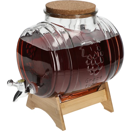 Glazen vat 5 L, met brede vulopening, kurk, standaard en kraantje - 4