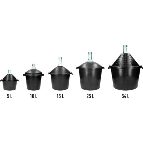 Glazen wijnballon 5 L - in kunststof mand - 6 ['gans', ' demijohn', ' wijnballon in plastic mand', ' wijnballon', ' ballon voor wijn', ' wijnkan', ' wijnfles', ' glazen ballon', ' fermentatieballon', ' ballon 5 liter', ' smalhals glazen ballon', ' ballon met kunststof mand']