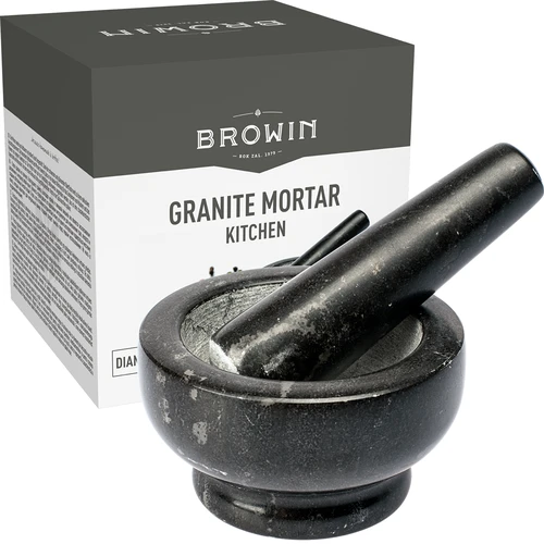 Granieten keuken vijzel - 10cm - 8 ['granit vijzel', ' vijzel met stamper', ' stenen vijzel', ' vijzel van steen', ' keuken vijzel', ' vijzel voor kruiden']