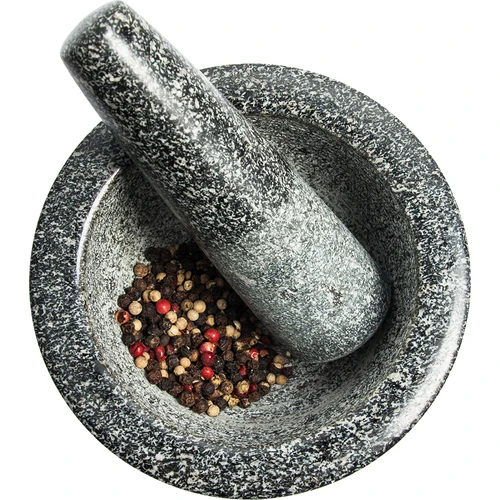 Granieten keuken vijzel met stamper - 2 ['granit vijzel', ' vijzel met stamper', ' stenen vijzel', ' vijzel van steen', ' keuken vijzel', ' vijzel voor kruiden']