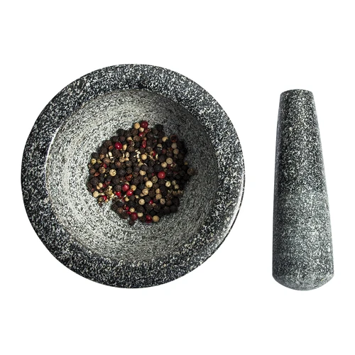 Granieten keuken vijzel met stamper - 3 ['granit vijzel', ' vijzel met stamper', ' stenen vijzel', ' vijzel van steen', ' keuken vijzel', ' vijzel voor kruiden']