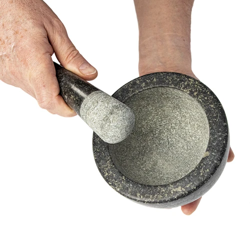 Granieten keuken vijzel met stamper - 6 ['granit vijzel', ' vijzel met stamper', ' stenen vijzel', ' vijzel van steen', ' keuken vijzel', ' vijzel voor kruiden']