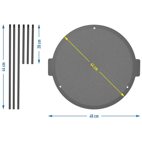 Grillpan, gietijzer, ø 44 cm - 2 ['gietijzeren pan', ' grillpan', ' grote gietijzeren pan', ' hangende pan', ' pan op poten', ' grillen', ' gietijzer voor grillen', ' pan voor driepoot', ' grillen in gietijzeren schalen', ' aantrekkelijk grillen', ' universele gietijzeren pan', ' grillset', ' wat als cadeau', ' anders grillen', ' feestje bij de grill']