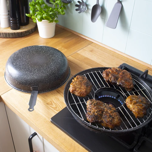 Grillpan met rooster - 3 ['koekenpan met rooster', ' grillpan', ' koekenpan voor gasfornuis', ' koekenpan met deksel', ' koekenpan met handvat', ' thuisgrill', ' cadeau']