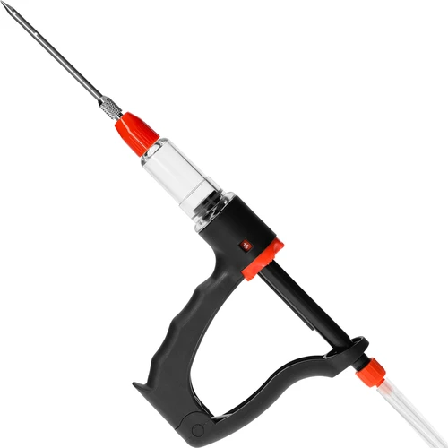 Halfautomatische vleeswareninjector met naaldenset en slang - 3 ['huisgemaakte vleeswaren', ' thuisvleeswaren', ' zelfgemaakte vlees- en vleeswarenproductie', ' ham', ' schouderham', ' worsten', ' eigen vleeswaren', ' vlees', ' zelfgemaakte culinaire producten', ' diner', ' vlees pekelen', ' injecteren', ' injectoren', ' vleesspuit', ' roestvrijstalen naalden', ' injectienaald', ' pekelen', ' roken', ' vleeswarenaccessoires', ' vleesspuit', ' roestvrijstalen naalden', ' injectienaald', ' voor vlees', ' voor pekelen']