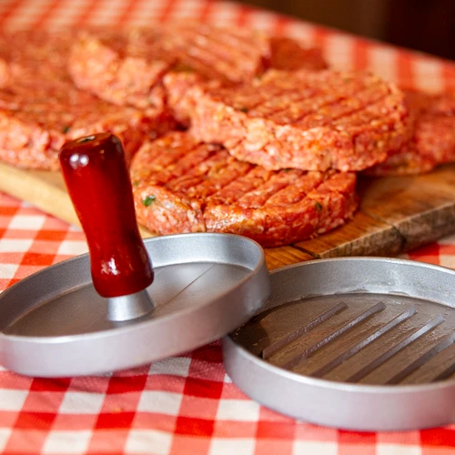 Hamburgerpers - aluminium, diameter 12 cm - 7 ['burgerpers', ' hamburgerpers', ' pers voor hamburgers', ' burgers', ' hamburgers']