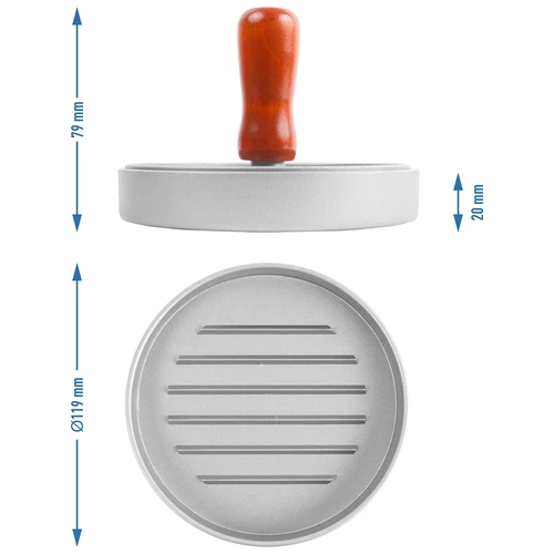 Hamburgerpers - aluminium, diameter 12 cm - 6 ['burgerpers', ' hamburgerpers', ' pers voor hamburgers', ' burgers', ' hamburgers']
