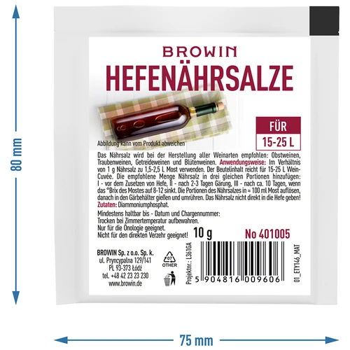 Hefenährsalze 10g - 2 ['Voedingsstof voor wijngist (DAP) - 10 g']