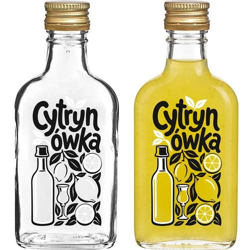 Heupfles 200 ml met schroefdop en opdruk „Cytrynówka” – design 1 - 2