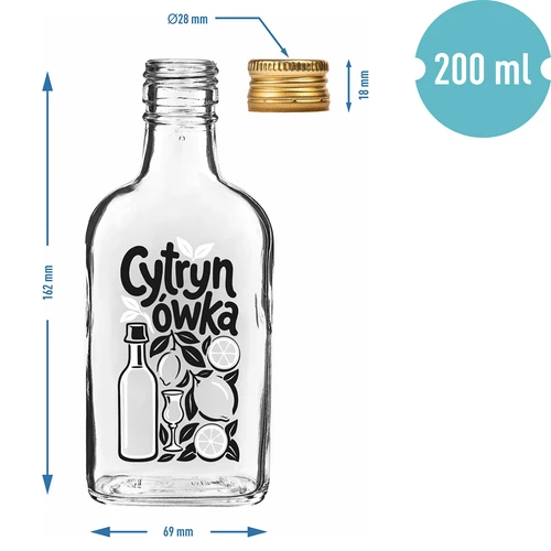 Heupfles 200 ml met schroefdop en opdruk „Cytrynówka” – design 1 - 4