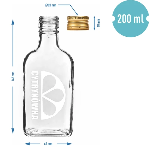 Heupfles 200 ml met schroefdop en opdruk “Cytrynówka” – ontwerp 2 - 4