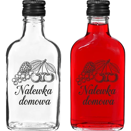 Heupfles 200 ml met schroefdop, opdruk „Nalewka domowa”, 1 stuk
