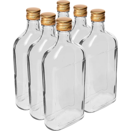 Heupfles 500 ml met dop, 6 stuks  - 1 ['fles 500 ml', ' heupfles', ' fles voor likeur', ' fles voor alcohol', ' fles halve liter', ' flessenset']