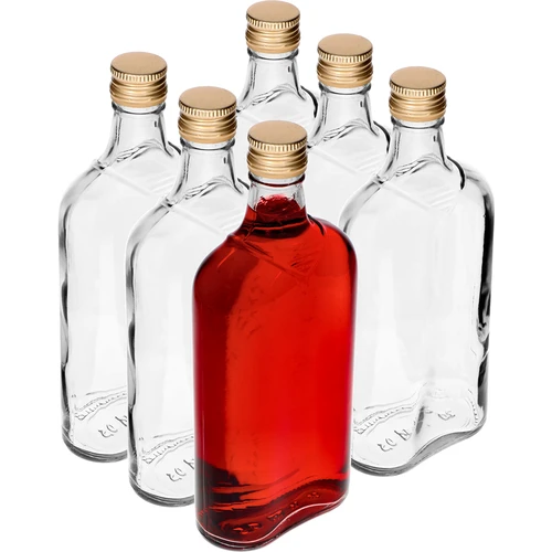 Heupfles 500 ml met dop, 6 stuks - 8 ['fles 500 ml', ' heupfles', ' fles voor likeur', ' fles voor alcohol', ' fles halve liter', ' flessenset']