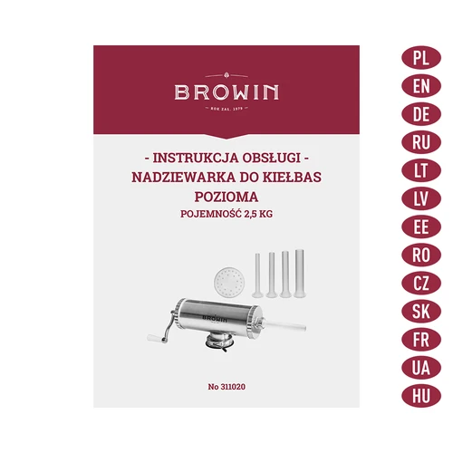 Horizontale worstopper 2,5 kg met siliconen zuiger - 9 ['worstopper voor vleeswaren', ' worstopper voor worst', ' worstopper voor vleeswaren', ' horizontale worstopper', ' worstspuit', ' vleesspuit', ' huishoudelijke worstopper', ' gastronomische worstopper', ' slagersapparatuur', ' worstvuller', ' vleesvuller', ' horizontale vuller']