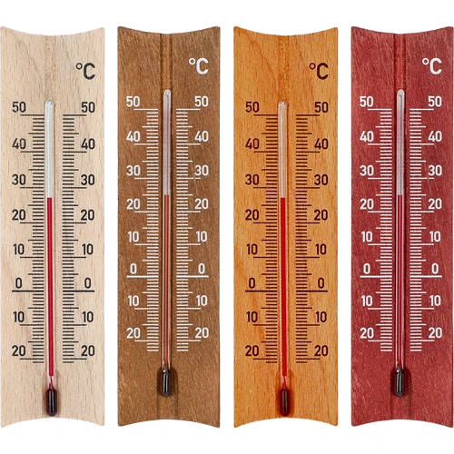 Houten kamertemperatuurmeter (-20 tot +50°C), 15 cm, mix  - 1 ['binnen thermometer', ' kamertemperatuurmeter', ' thermometer voor binnen', ' huistemperatuurmeter', ' thermometer', ' houten kamertemperatuurmeter', ' thermometer met duidelijke schaal', ' thermometer met versterkte capillair']