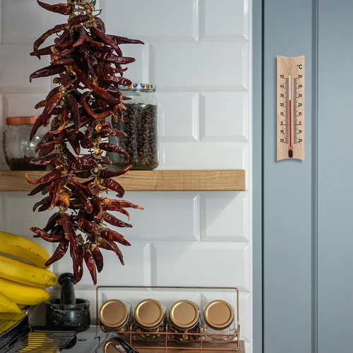 Houten kamertemperatuurmeter (-20 tot +50°C), 15 cm, mix - 7 ['binnen thermometer', ' kamertemperatuurmeter', ' thermometer voor binnen', ' huistemperatuurmeter', ' thermometer', ' houten kamertemperatuurmeter', ' thermometer met duidelijke schaal', ' thermometer met versterkte capillair']